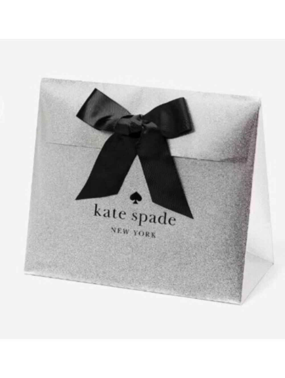 Kate Spade DIY Gift Wrap Kit Silver Glitter Black Bow Bag Box NEW